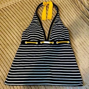 2/$25 Nautica White and Navy Striped Tankini Top